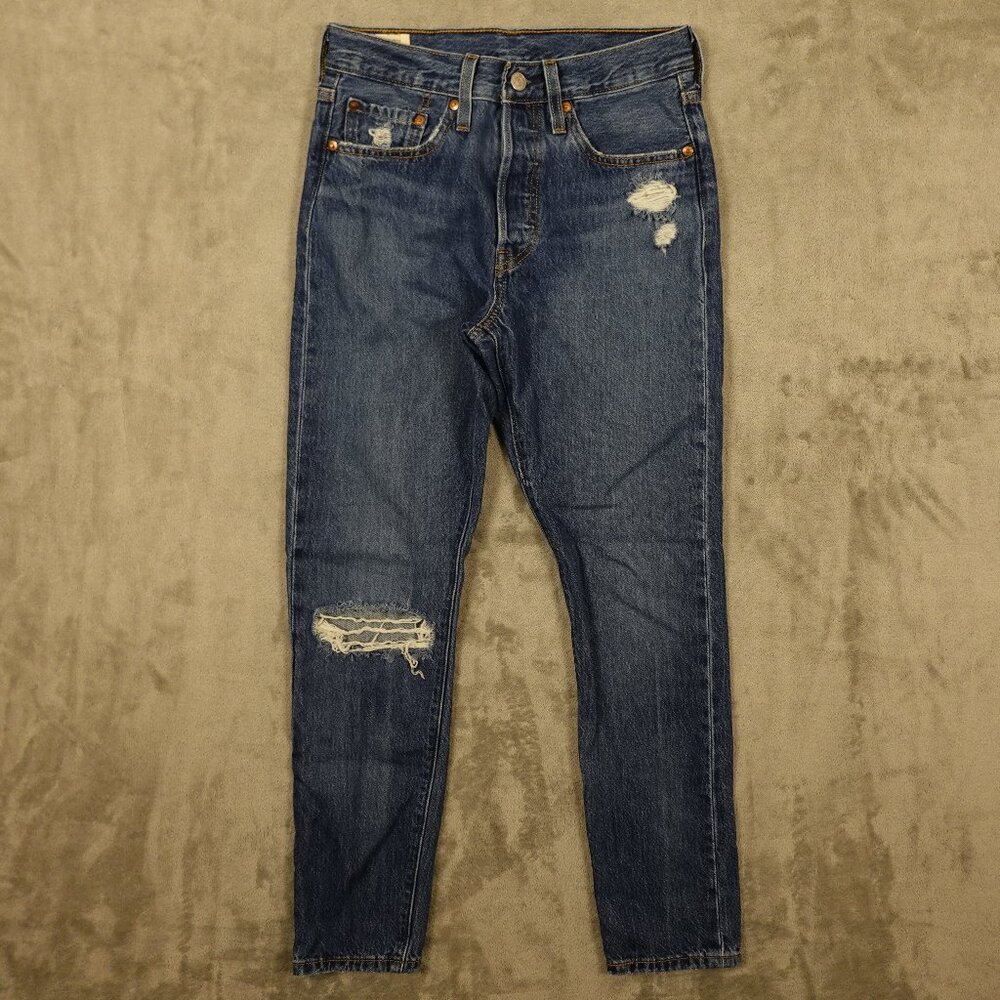 Levi's jeans 501 original‎ fit skinny women's 26 blue denim red tab premium
